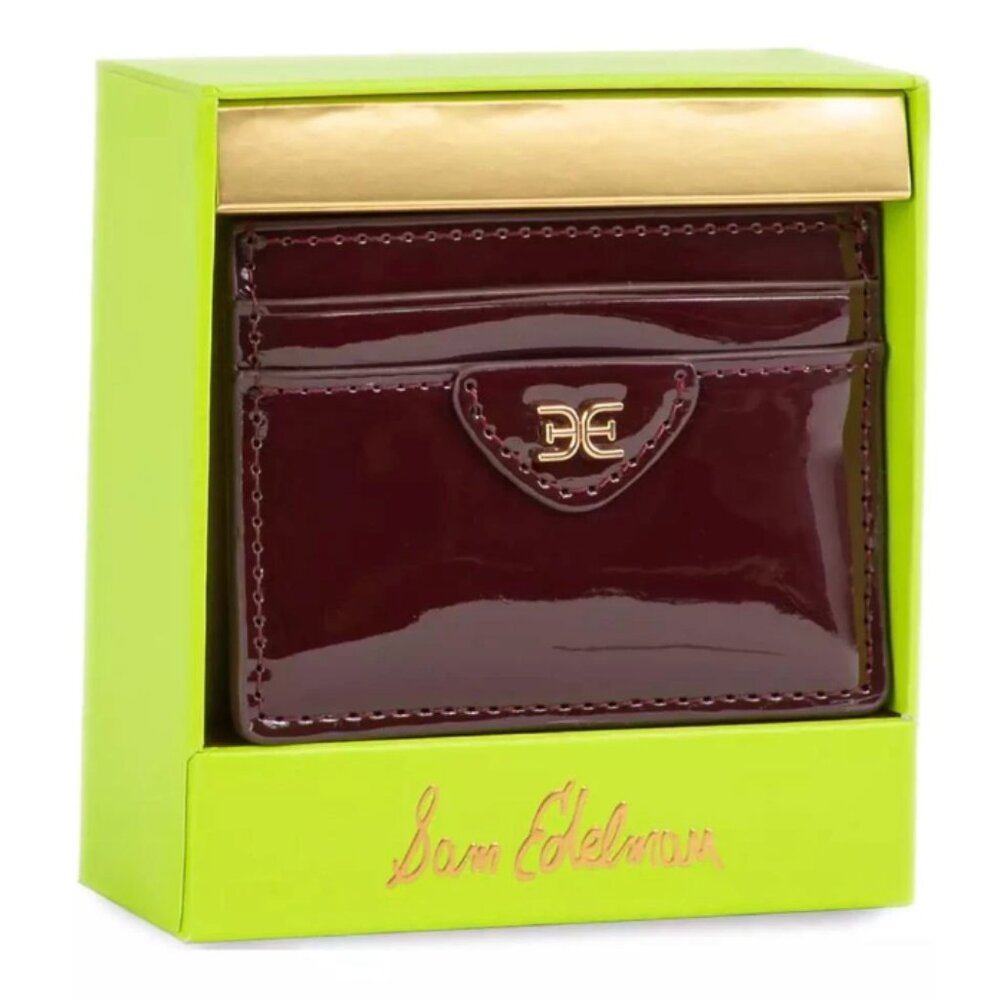 Sam Edelman Women’s Boxed Card Case in Shiny Burgundy